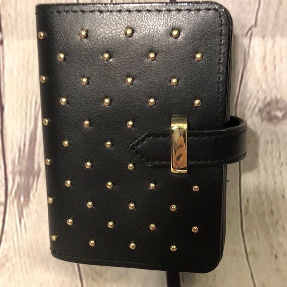 Ladies Black Wallet With Goldtone Studs New Without Tags - Picture 2 of 8